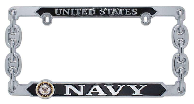 Elektroplate Officially Licensed â€“ United States Navy Chrome-Plated All-Metal Standard Size Premium 3D License Plate Frame Tag Holder for Cars/SUVs/Trucks Weather-Proof Automotive Accessory - Image 1